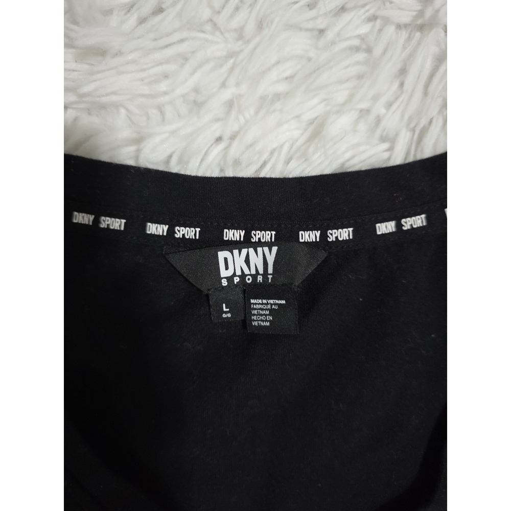 DKNY Sport Women's Black Solid V-Neck Short-Sleeve Tech Top Size Large - Picture 2 of 6